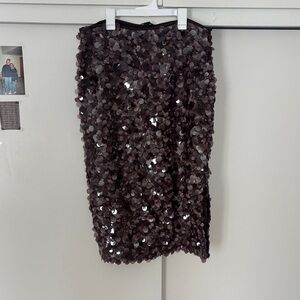 Zara Dark Brown Sequin Pencil Skirt